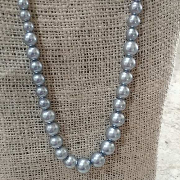 Metallic Silver Plastic Beaded Necklace - Picture 3 of 5